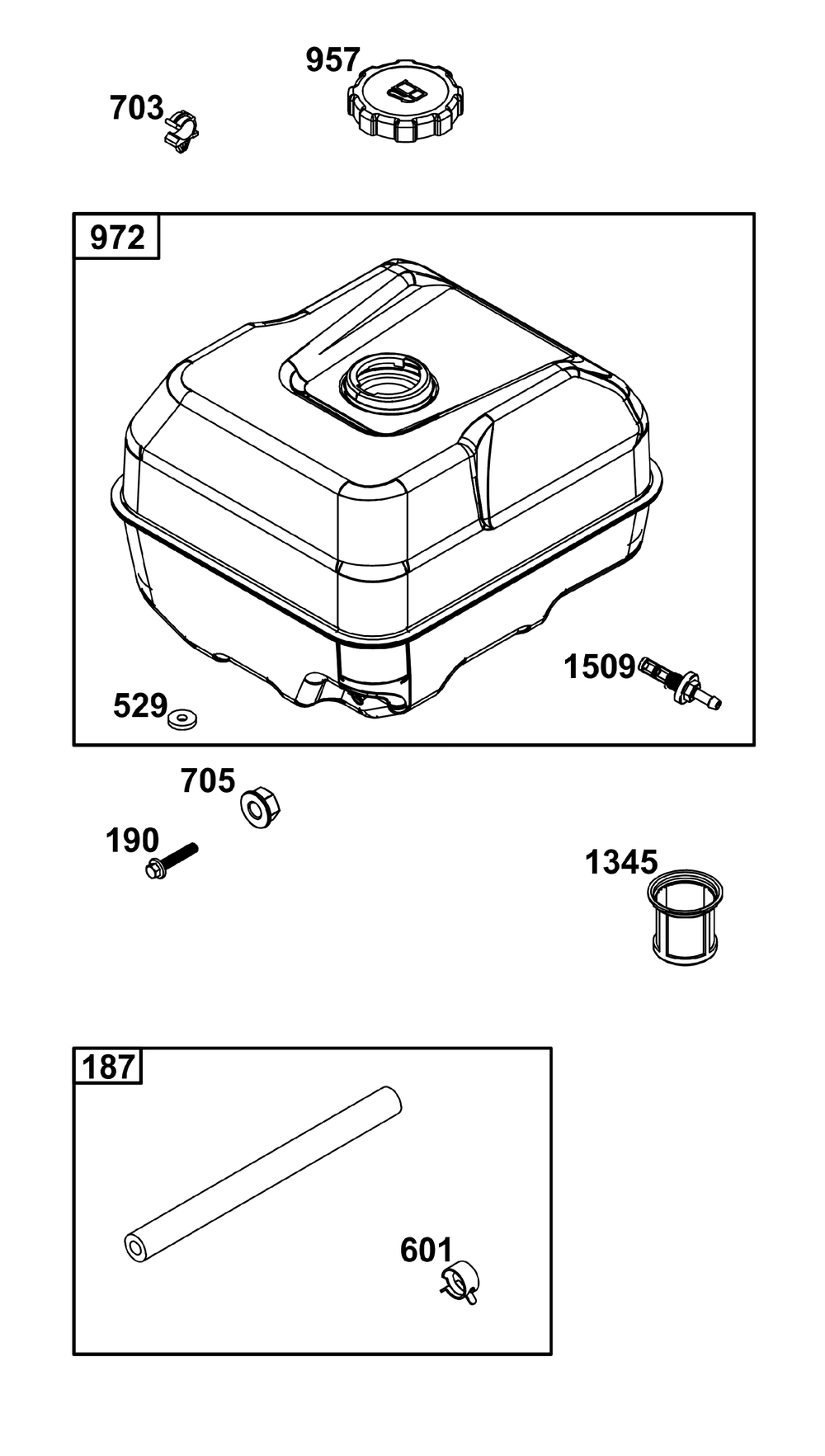 Fuel Supply Group Diagram and Parts List for 25T232-0326-H5 200000 - 399999 Briggs and Stratton Engine